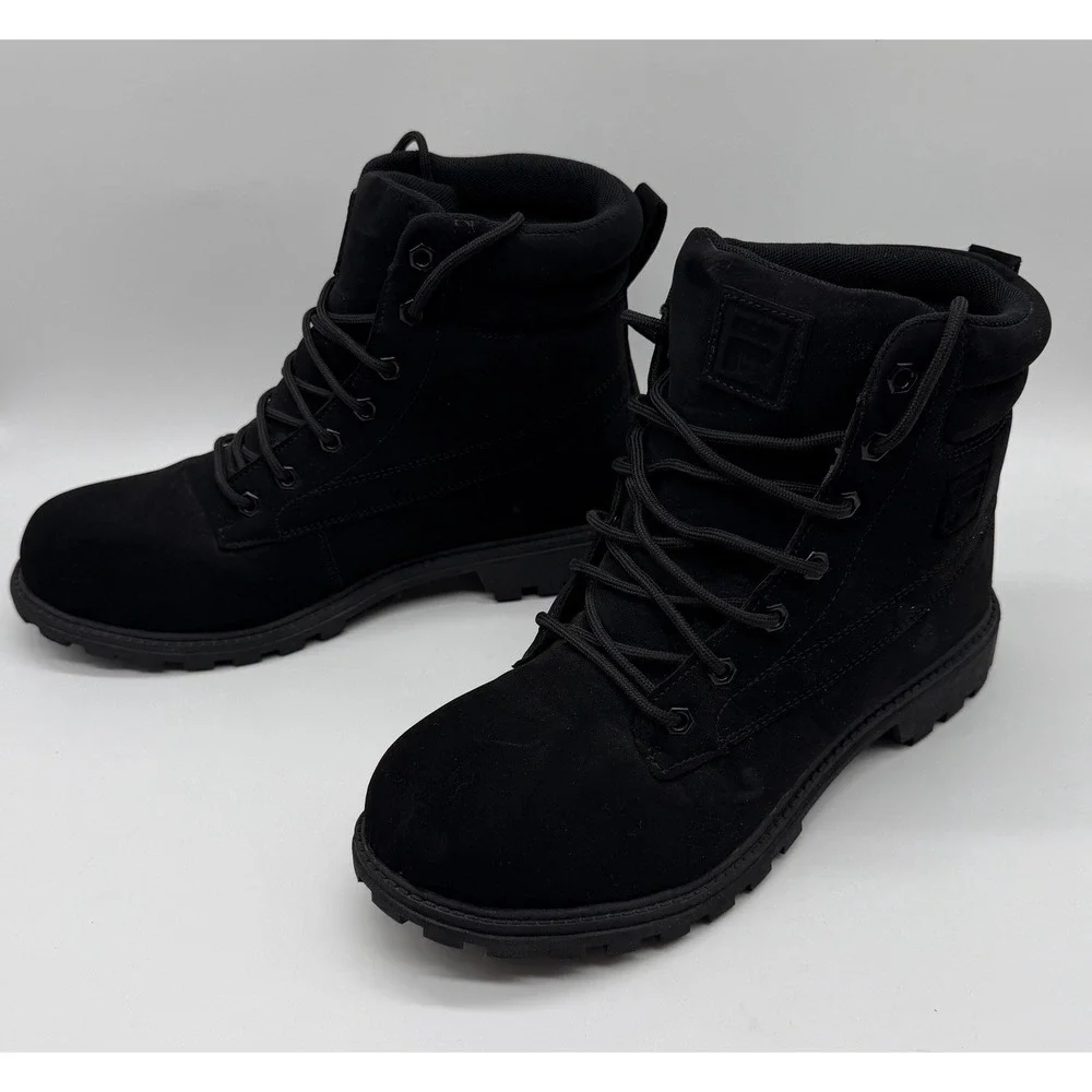 Fila Men's Size 9 Black Mid High Top Work Combat Boots 1HM00874-001